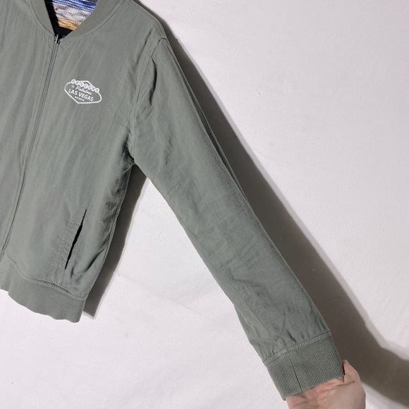 Las Vegas Oversized Sage Green Southwestern Reversible Bomber Jacket M - Picture 9 of 13
